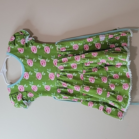 Girls' Sweet Honey Floral Dress, Green/Pink, Size 18mos, NWT - Picture 1 of 5